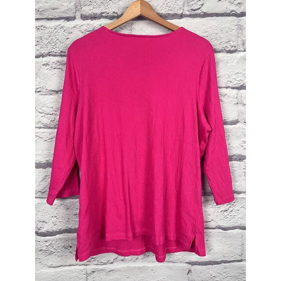 Belle by Kim Gravel Womens L Barbiecore Preppy Colorful Half Zip Tunic Top Pink - Picture 4 of 12